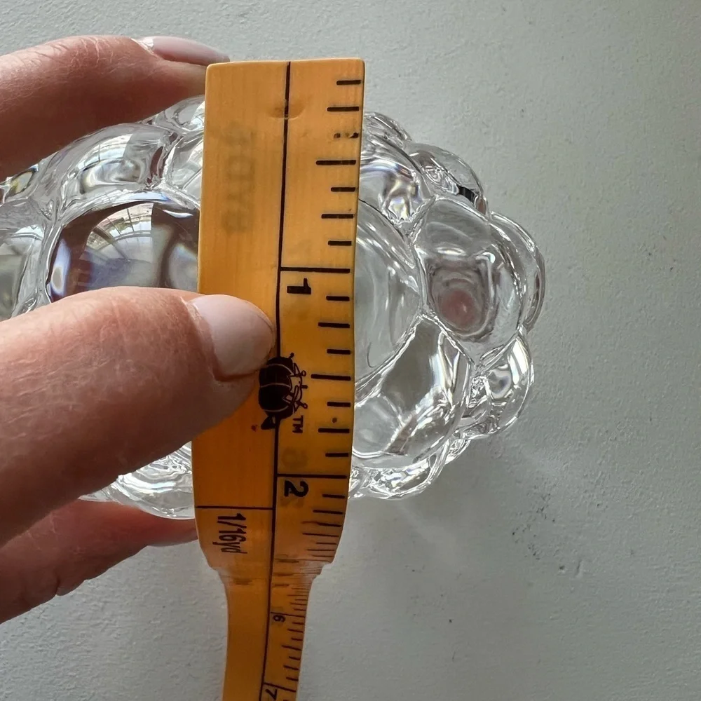 Orrefors Crystal Raspberry Candle Holder Made in Sweden Signed.